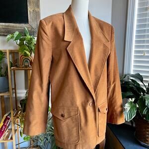 Vintage 90s Brown Corduroy Structured Blazer Size Large